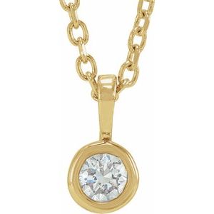 14K Yellow 1/10 CT Natural Diamond Bezel-Set Solitaire 16-18" Necklace