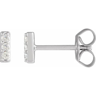 14K White 1/10 CTW Natural Diamond Bar Earrings