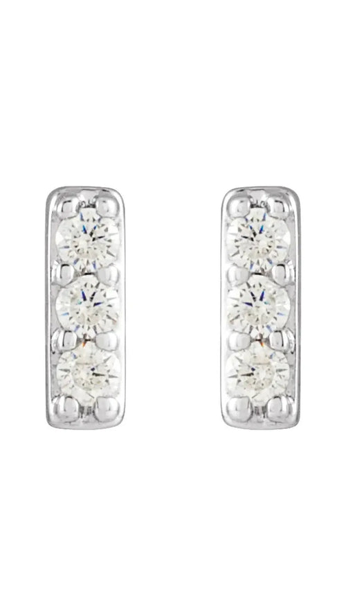 14K White 1/10 CTW Natural Diamond Bar Earrings