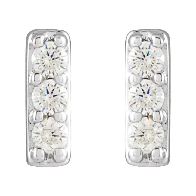14K White 1/10 CTW Natural Diamond Bar Earrings