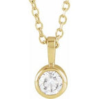 14K Yellow 1/6 CT Natural Diamond Bezel-Set Solitaire 16-18" Necklace