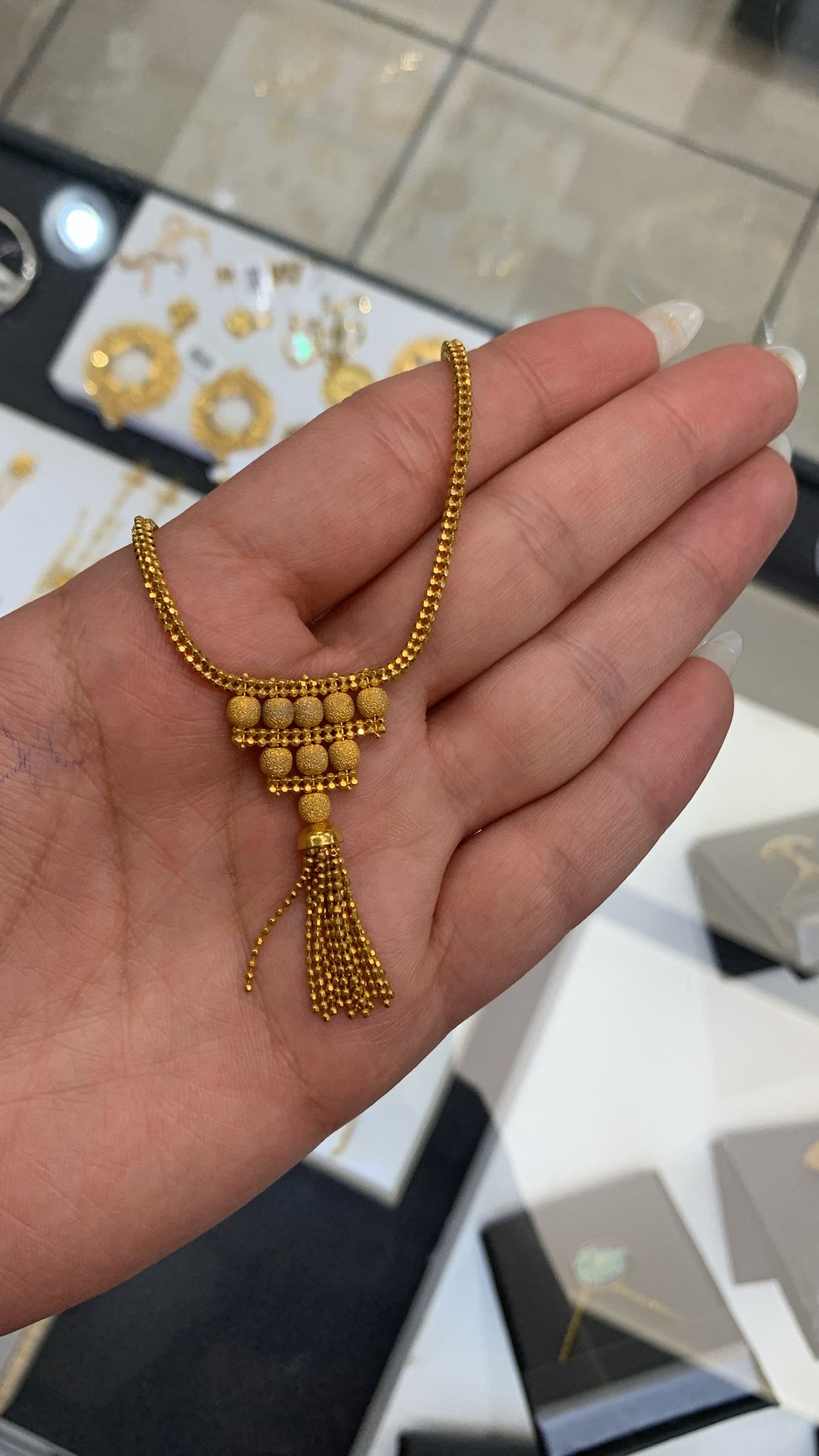 21K Gold Beaded Necklace