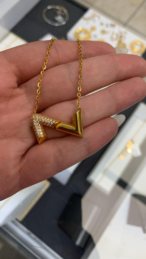 21K Gold Letter N Necklace