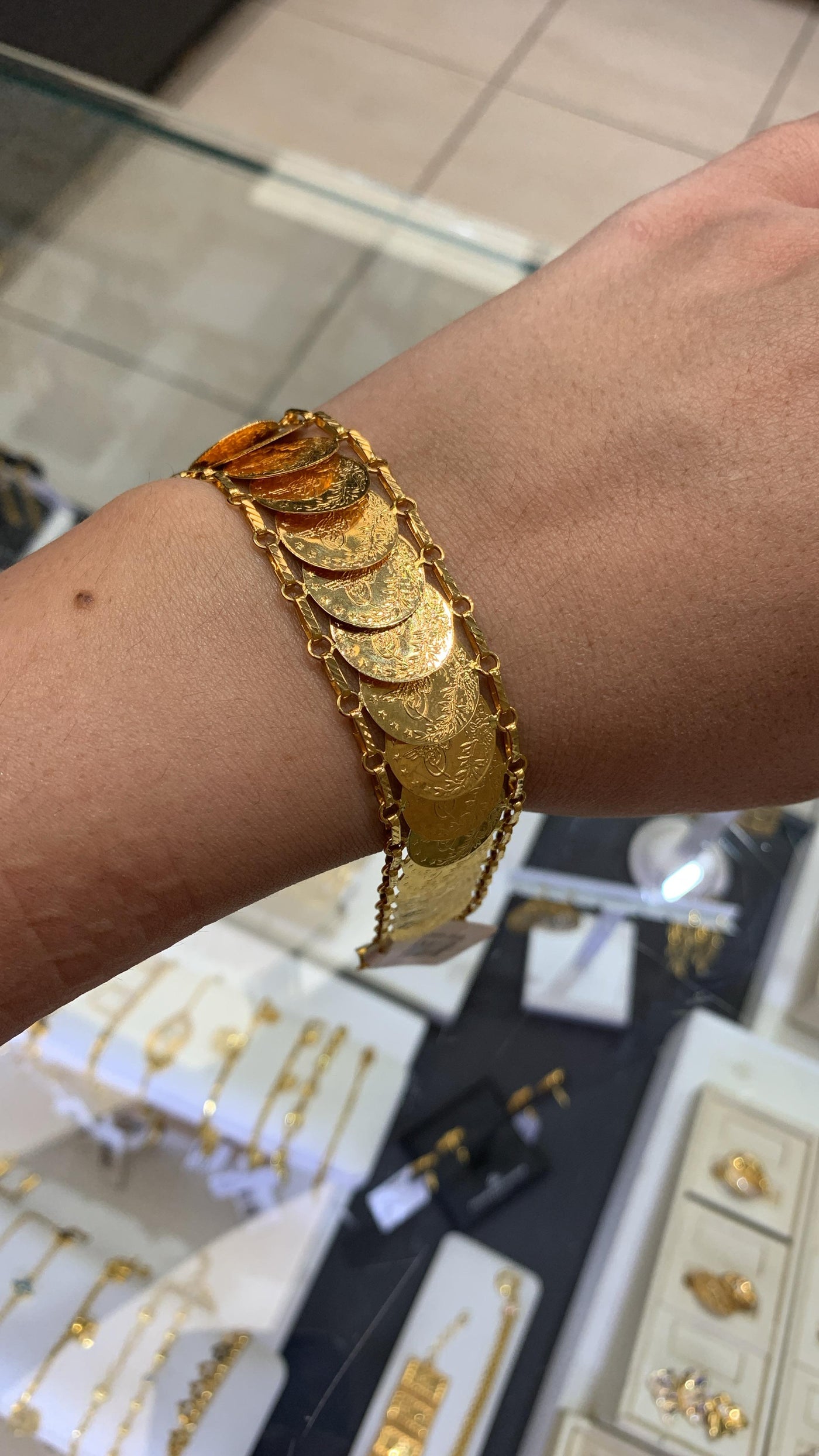 21K Gold Coin Shaped Bracelet