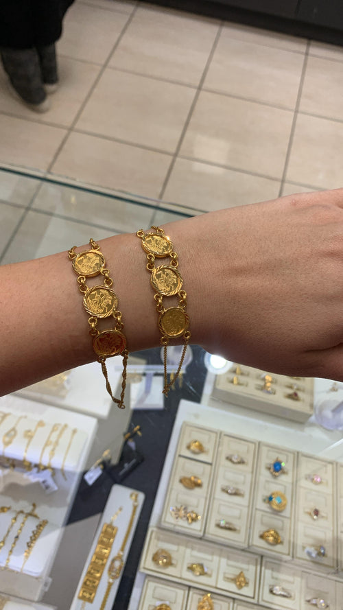 21K Gold Coin Shaped Bracelet