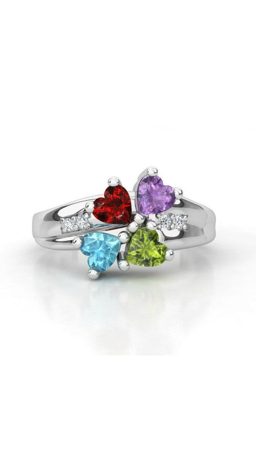 Family ring 10k white gold