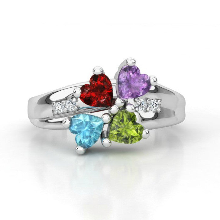 Family ring 10k white gold
