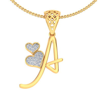 Letter "A" Diamond Alphabet Pendant Necklace