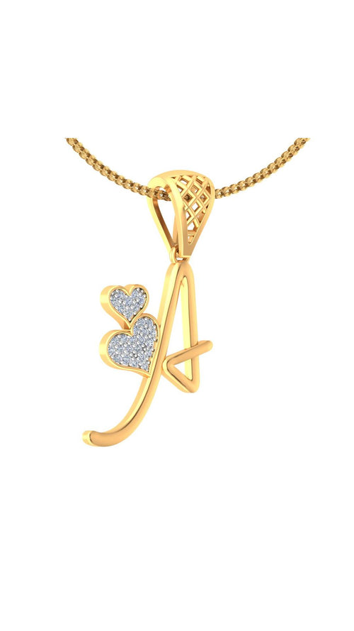 Letter "A" Diamond Alphabet Pendant Necklace