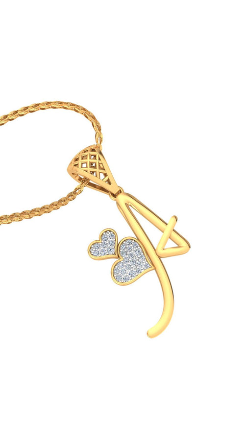 Letter "A" Diamond Alphabet Pendant Necklace