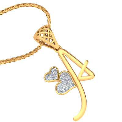 Letter "A" Diamond Alphabet Pendant Necklace