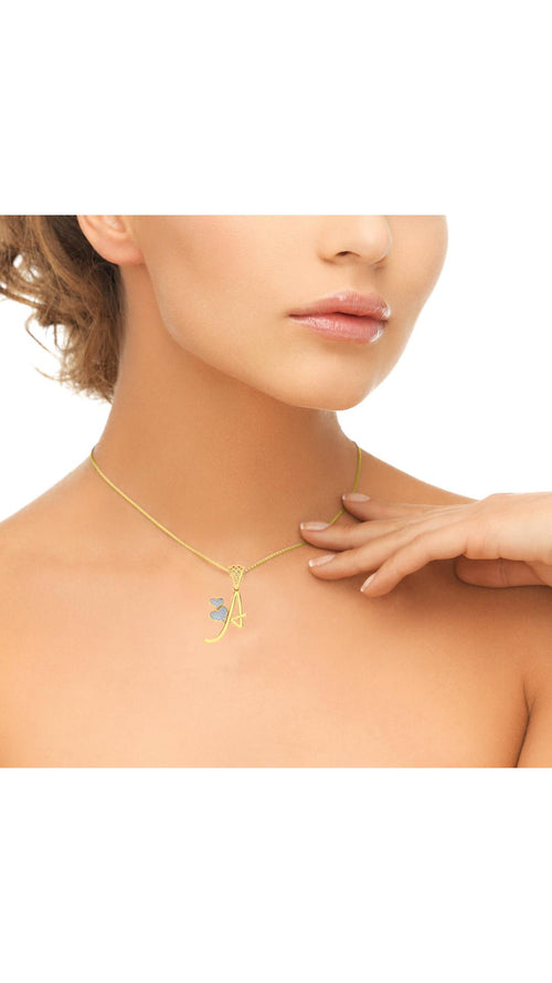Letter "A" Diamond Alphabet Pendant Necklace