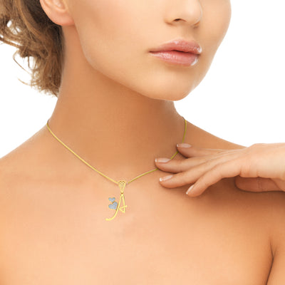 Letter "A" Diamond Alphabet Pendant Necklace
