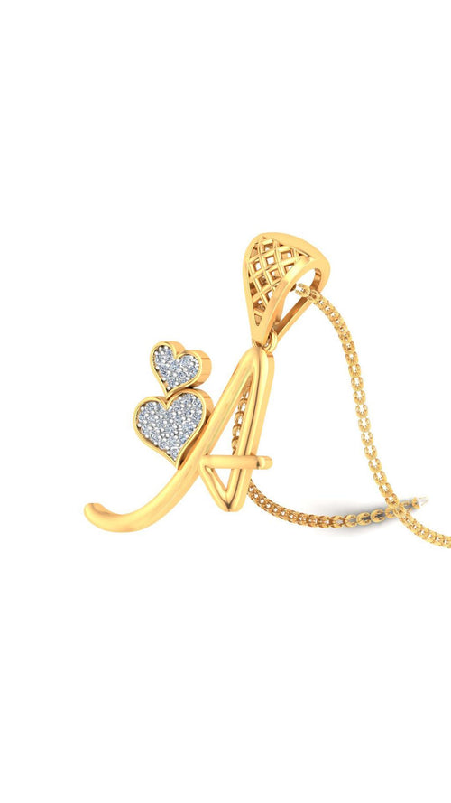Letter "A" Diamond Alphabet Pendant Necklace