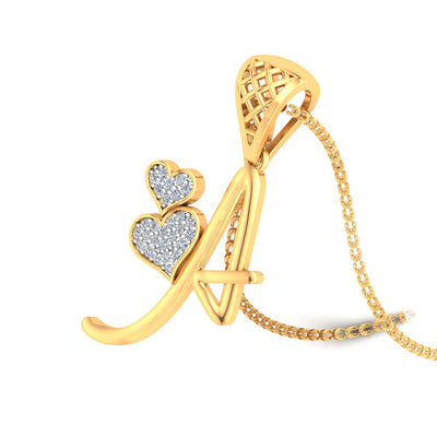 Letter "A" Diamond Alphabet Pendant Necklace