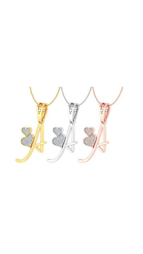 Letter "A" Diamond Alphabet Pendant Necklace