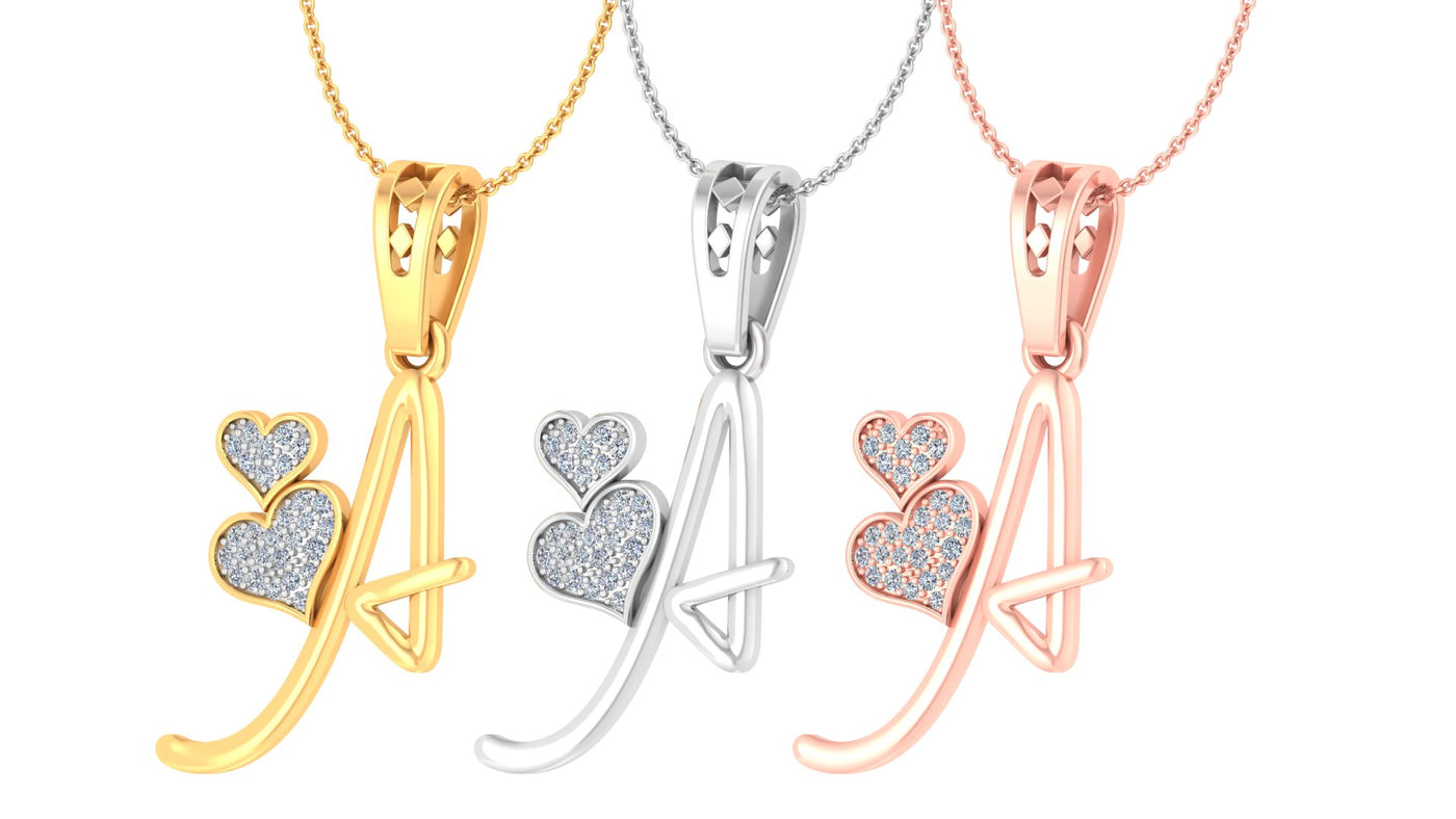 Letter "A" Diamond Alphabet Pendant Necklace