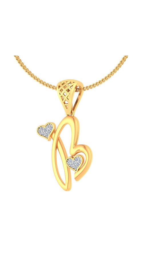 Letter "B" Diamond Alphabet Pendant Necklace