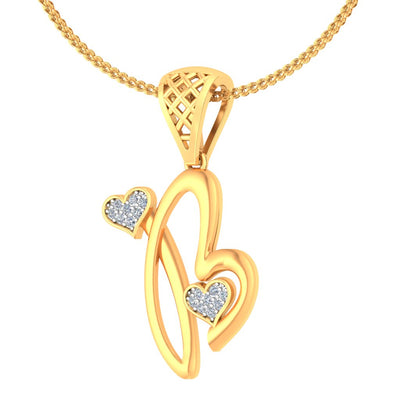 Letter "B" Diamond Alphabet Pendant Necklace