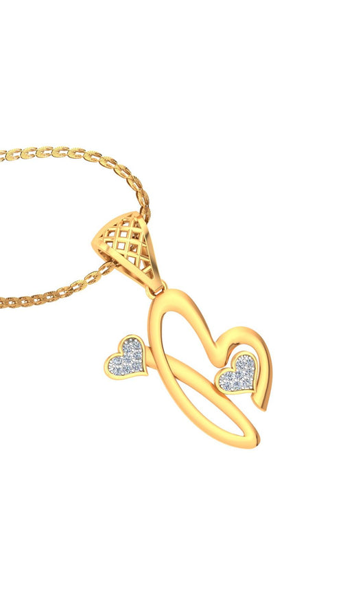 Letter "B" Diamond Alphabet Pendant Necklace
