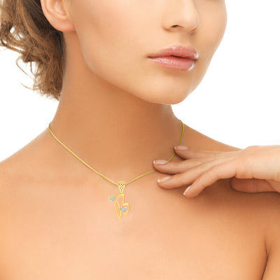 Letter "B" Diamond Alphabet Pendant Necklace