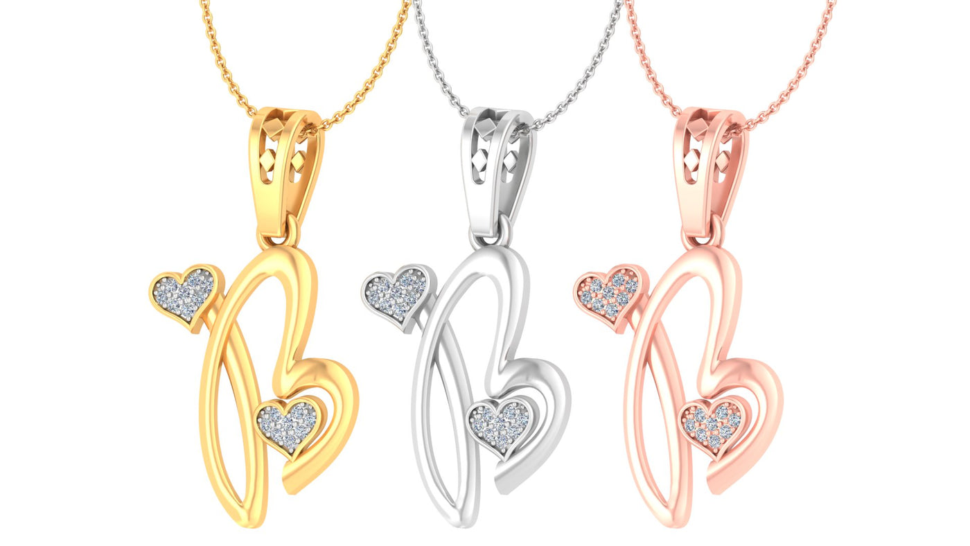 Letter "B" Diamond Alphabet Pendant Necklace