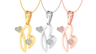 Letter "B" Diamond Alphabet Pendant Necklace