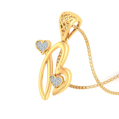 Letter "B" Diamond Alphabet Pendant Necklace