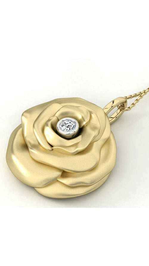 10kt Yellow Gold Rose Pendant