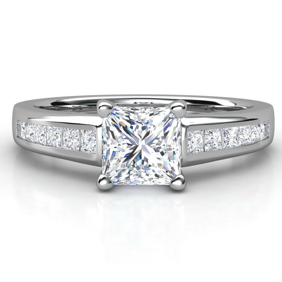 1.40CTW Princess Cut Diamond Ring 14KT White Gold