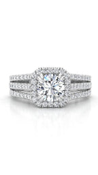 Round Halo Triple Split Shank