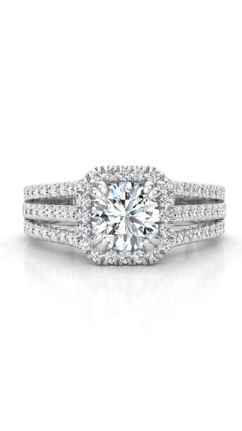 Round Halo Triple Split Shank