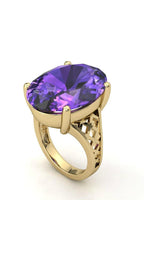 Amythest yellow gold ring